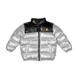 Rock Your Baby - Silver Metallic Puff Padded Jacket With Lining