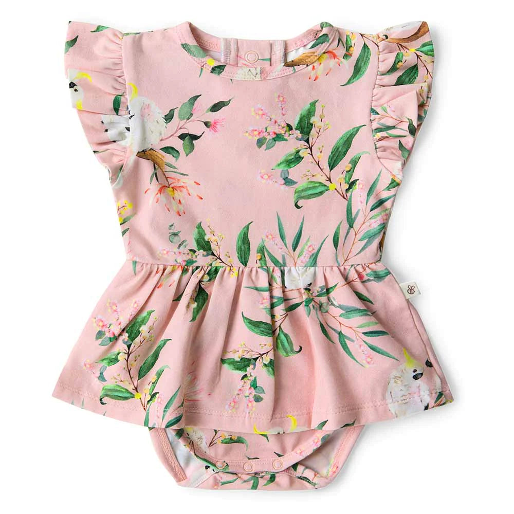 Snuggle Hunny Organic Dress - Cockatoo Short Sleeve Dress Snuggle Hunny 