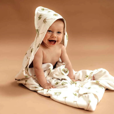 Snuggle Hunny Organic Hooded Baby Towel - Green Palm Towel Snuggle Hunny 