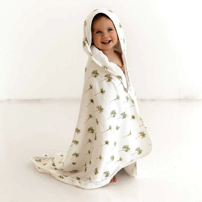 Snuggle Hunny Organic Hooded Baby Towel - Green Palm Towel Snuggle Hunny 