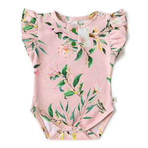 Snuggle Hunny - Organic Short Sleeve Bodysuit With Frill - Cockatoo