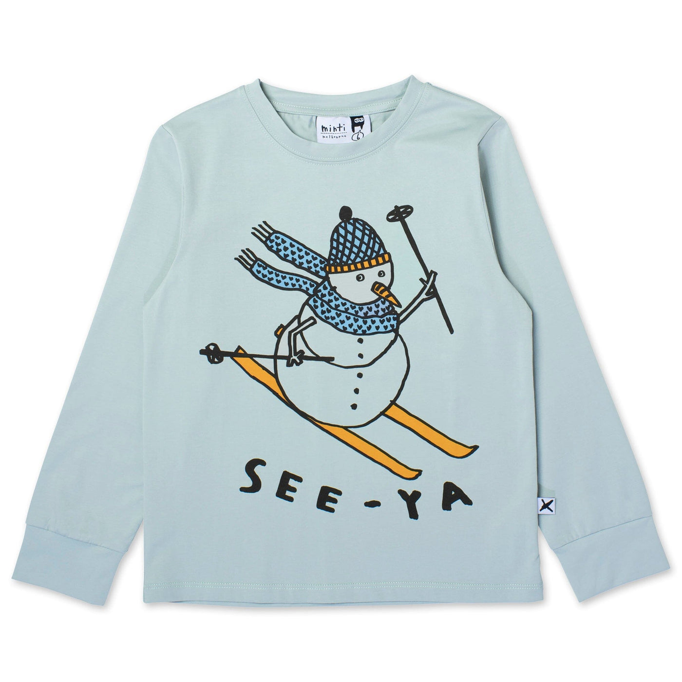 Speedy Snowman Tee - Sage Long Sleeve T-Shirt Minti 
