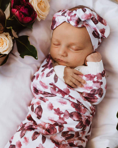 Stretch Cotton Baby Wrap Set - Fleur Swaddles & Wraps Snuggle Hunny Kids 