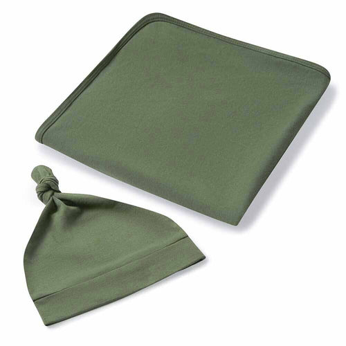 Snuggle Hunny - Organic Jersey Wrap & Beanie Set | Olive