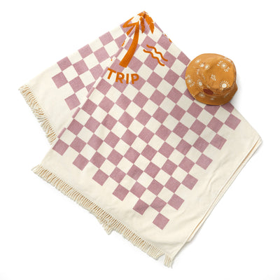 Supersized Square Towel - Lilac Checkered Towel Crywolf 
