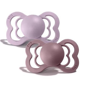 BIBS Dummies - Supreme Silicone Colour 2 Pk Dusky Lilac/Heather