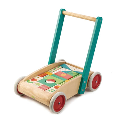 Tender Leaf Toys Wagon With Blocks Wooden Toy Tender Leaf Toys 