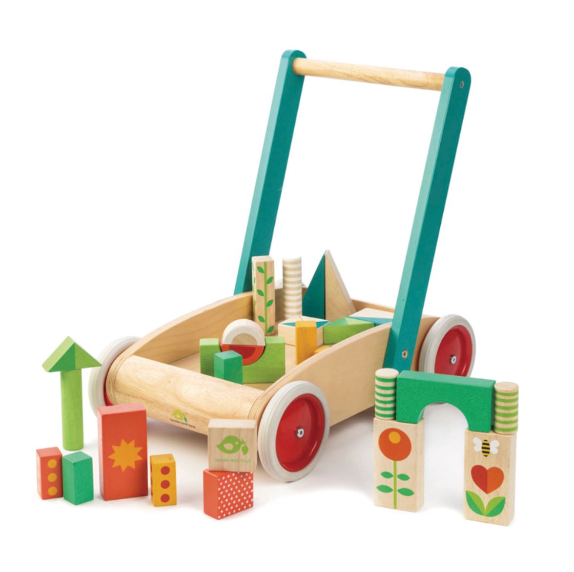 Tender Leaf Toys Wagon With Blocks Wooden Toy Tender Leaf Toys 