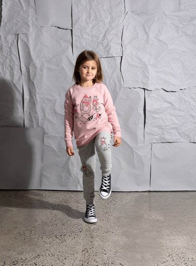 Warm Forest Friends Furry Trackies - Grey Marle Trackpants Minti 