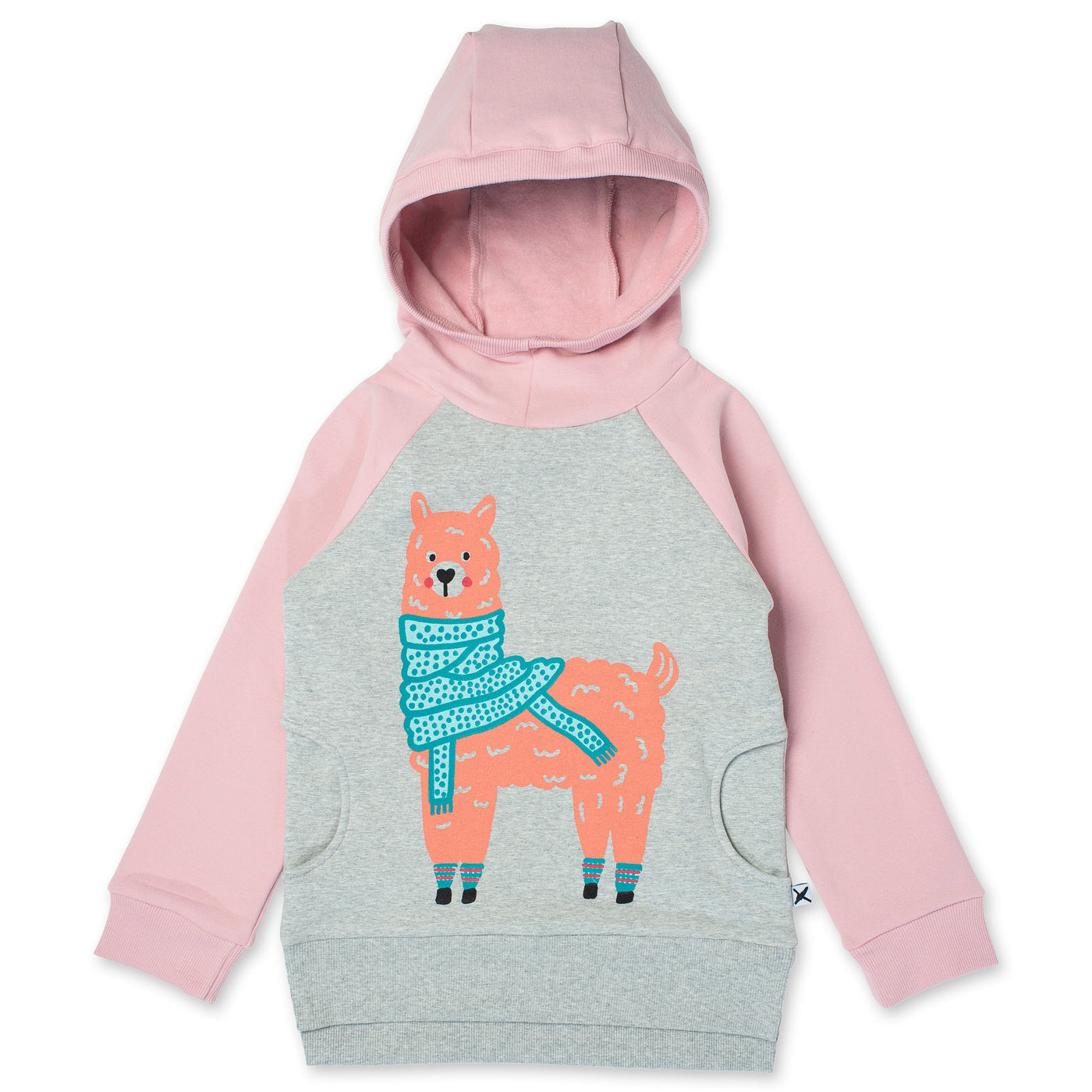 Warm Llama Furry Hood - Grey Marle/Muted Pink Hoodie Minti 