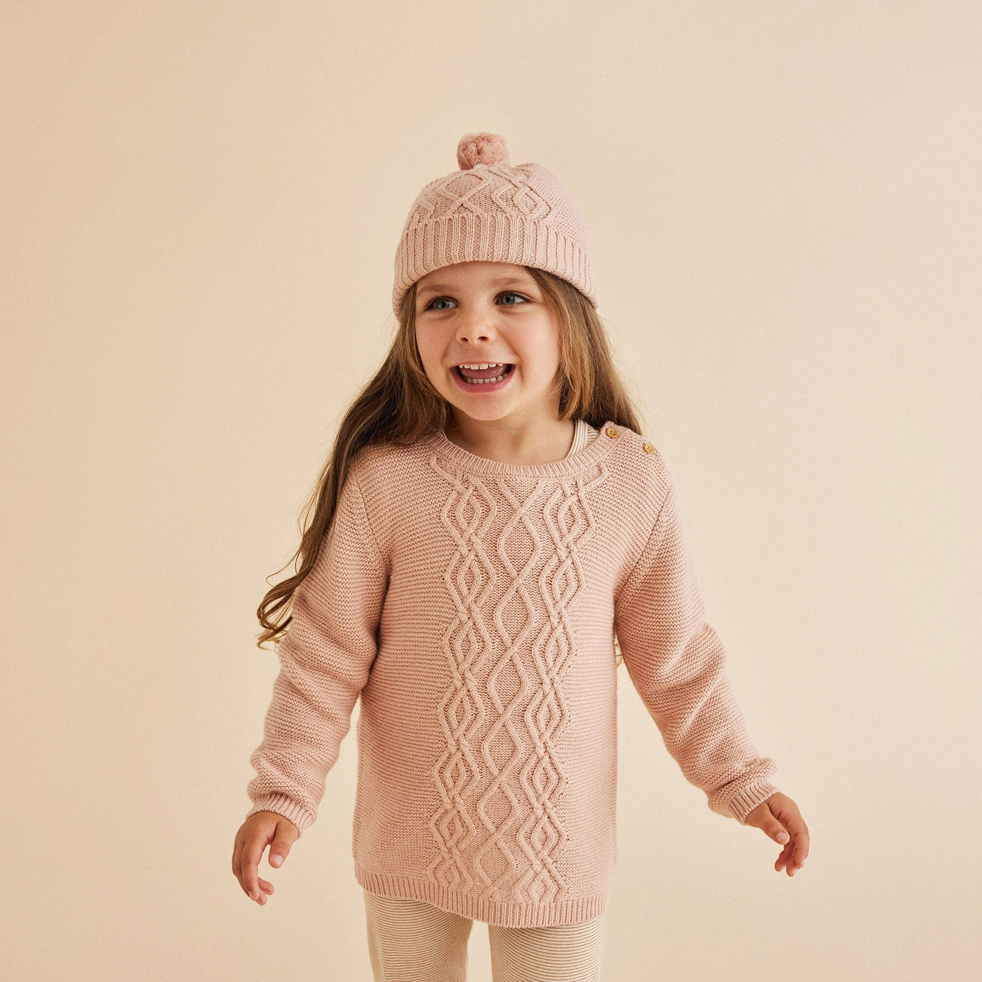 Wilson & Frenchy Knitted Cable Jumper - Rose Knitted Jumper Wilson & Frenchy 