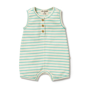 Wilson & Frenchy - Organic Henley Growsuit Petit Green